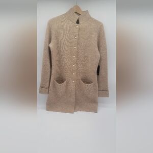 Adrienne Vittadini Beige Cardigan with Button Front, Size M.